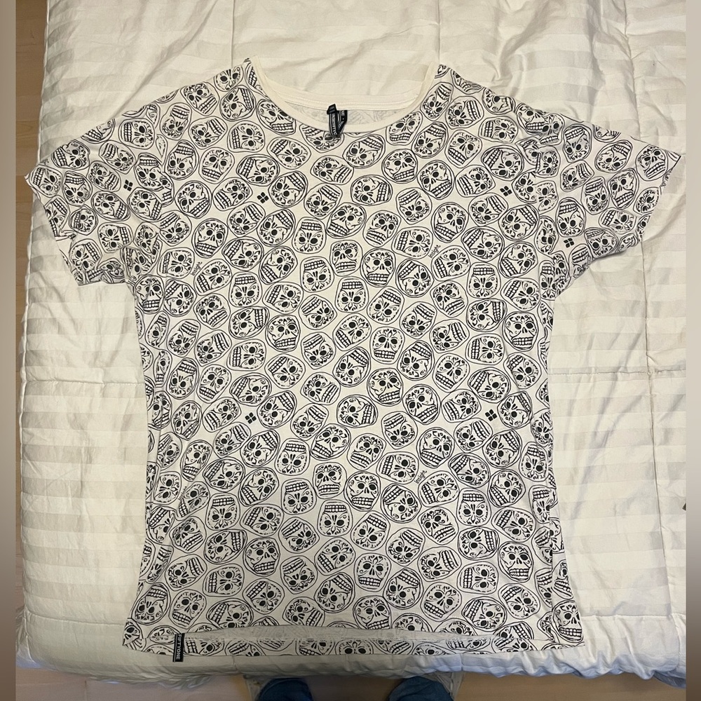 Insight Skeleton (Calaca) Pattern White Large Size T-Shirt